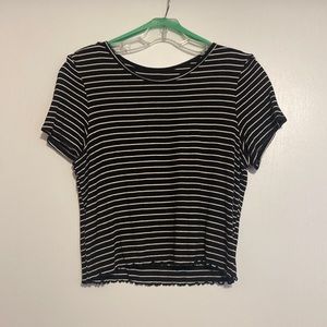 American Eagle Outfitters Black and White Stripe Rib Shirt